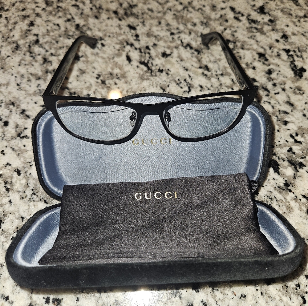 Gucci Matte Black Eyeglasses with Case